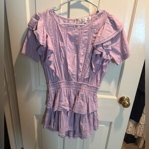 LoveShackFancy Lavender Natasha Ruffle Mini Dress